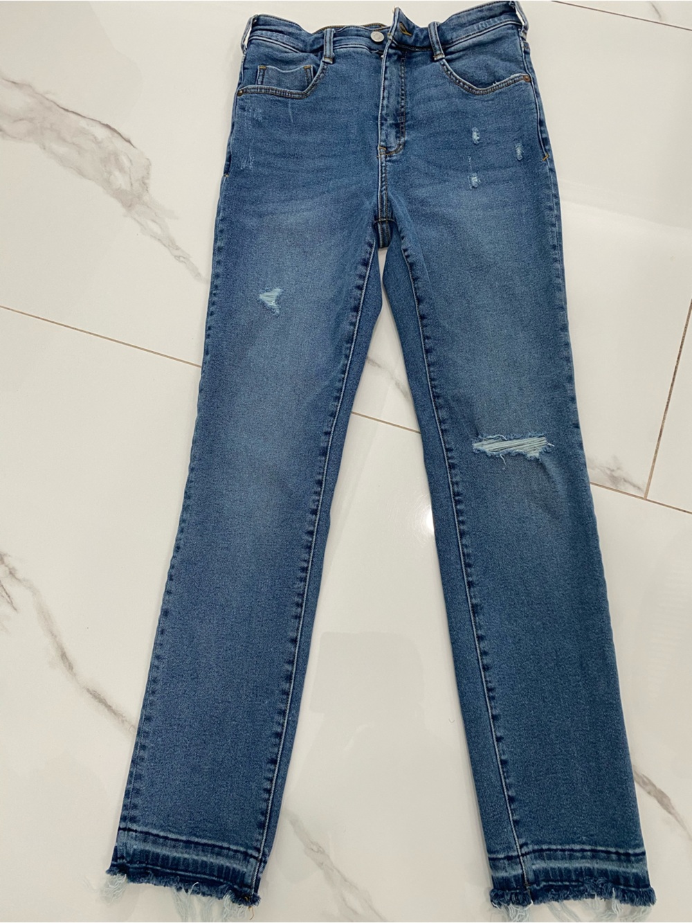 Pilcro Medium Blue Skinny Jeans with Light Distressing